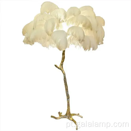 Lâmpada de chão decorada com penas modernas